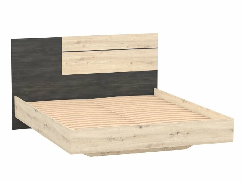 Manželská postel 160 cm Barca (dub artisan + borovice norská černá)