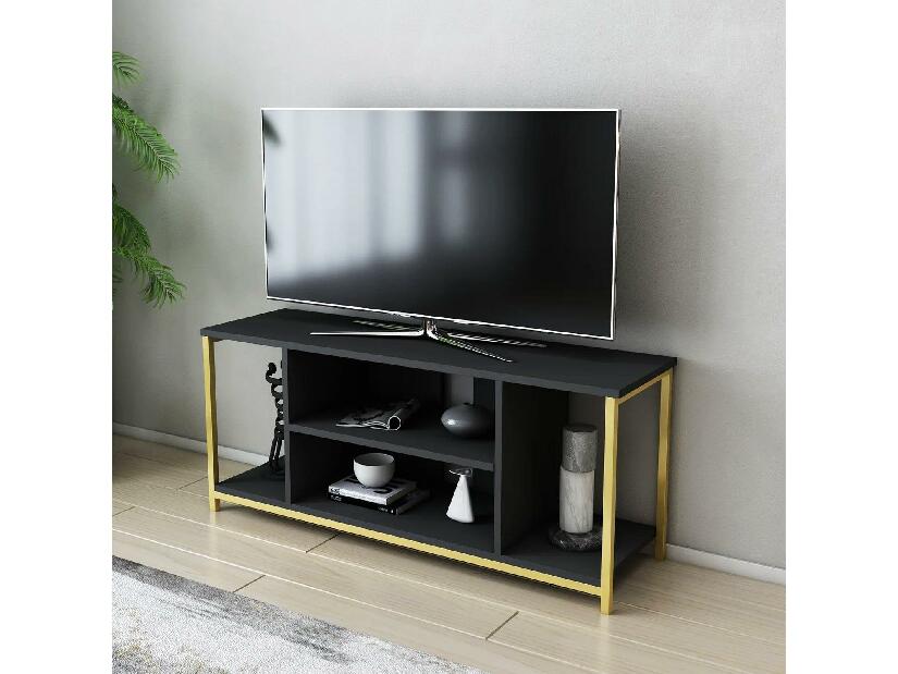 TV stolek/skříňka Hella (černá + zlatá)