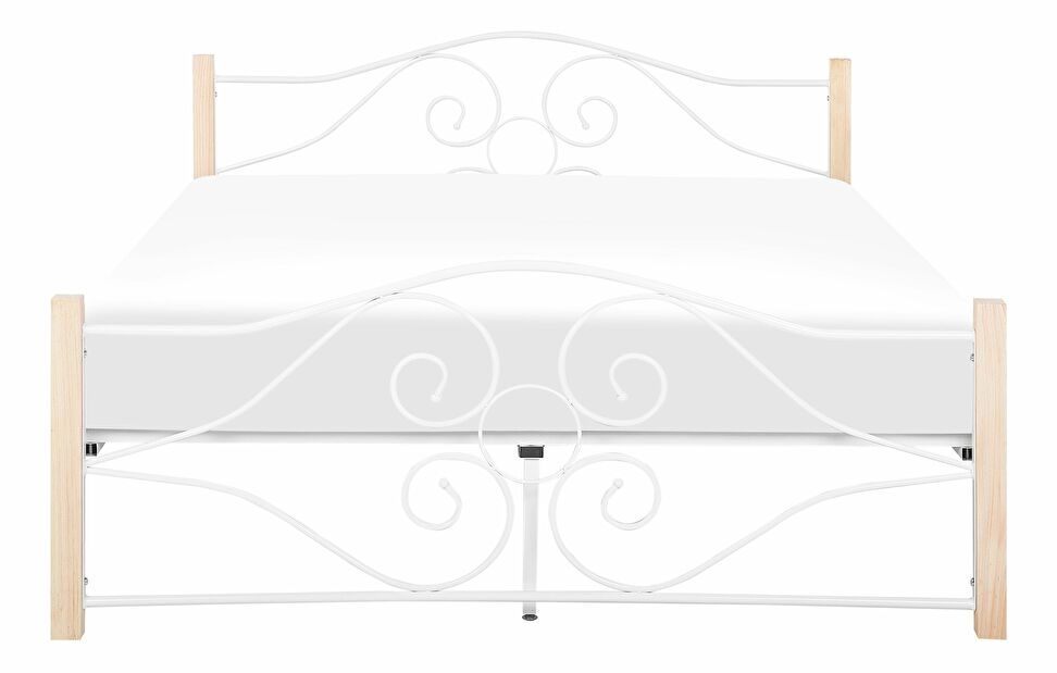 Manželská postel 180 cm FLANGE (s roštem) (bílá)