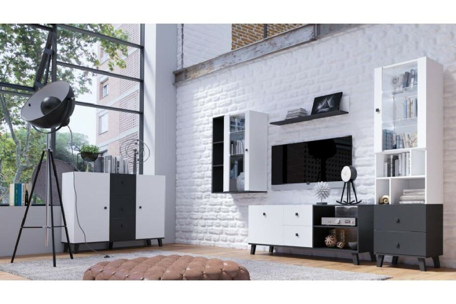 TV stolek/skříňka Milcombe M4 (bílá + černá)