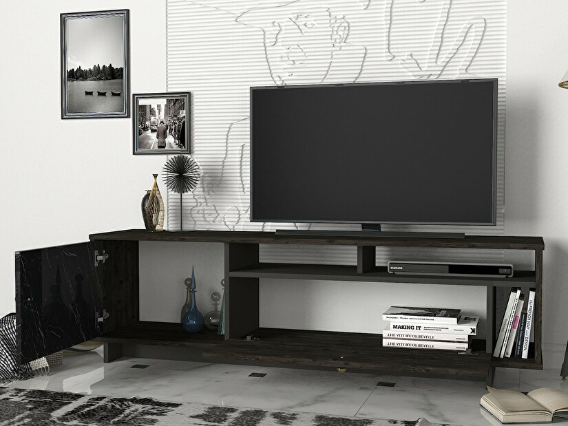 TV stolek/skříňka Art (Černá + Ořech tmavý)
