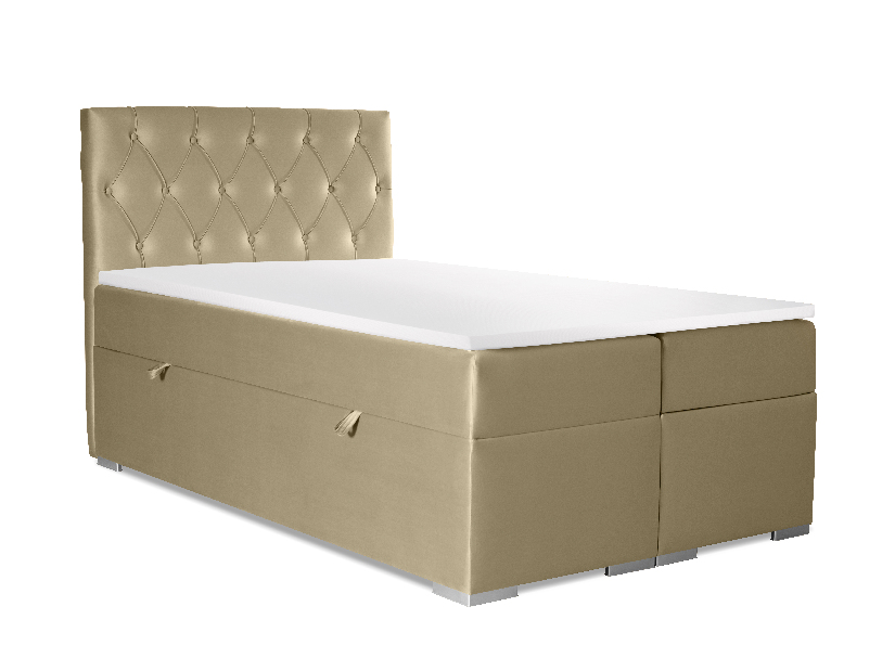 Kontinentální postel 140 cm Ronda (zlatá) (s úložným prostorem)