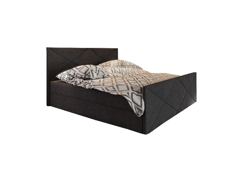 Manželská postel Boxspring 200 cm Milagros 4 (černá) (s matrací a úložným prostorem)