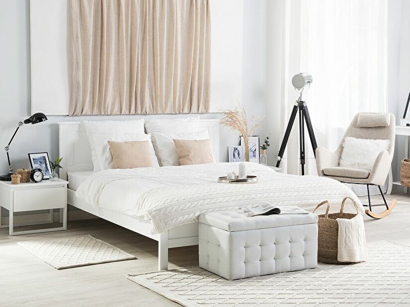 Manželská postel 160 cm OLIVE (s roštem) (bílá)