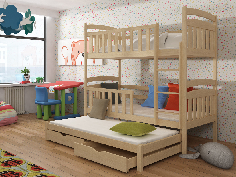 Dětská postel 80 cm VIOLA (s roštem a úl. prostorem) (borovice)