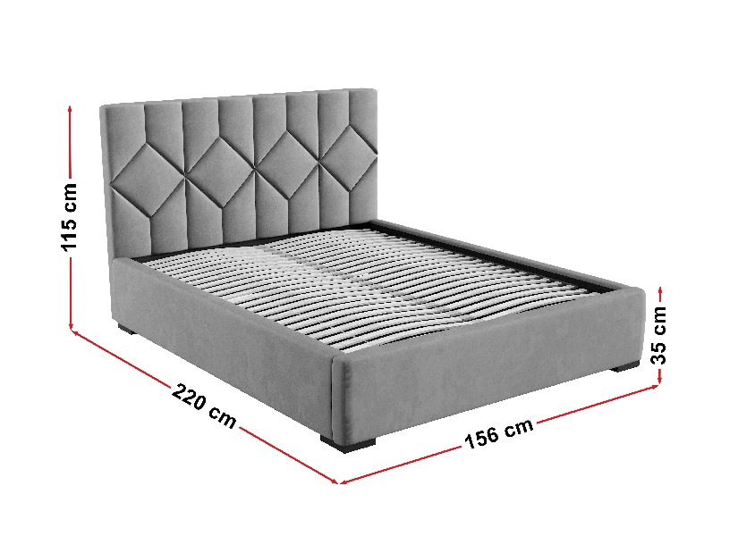 Čalouněná postel 140x200 cm Veggie 1 (tmavě šedá)