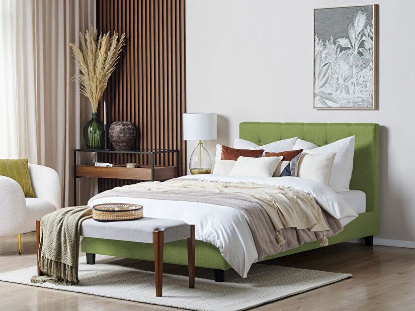Manželská postel 140 cm Rhiannon (zelená) (s roštem)