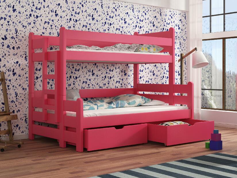 Dětská patrová postel 90 cm Bivi (růžová)