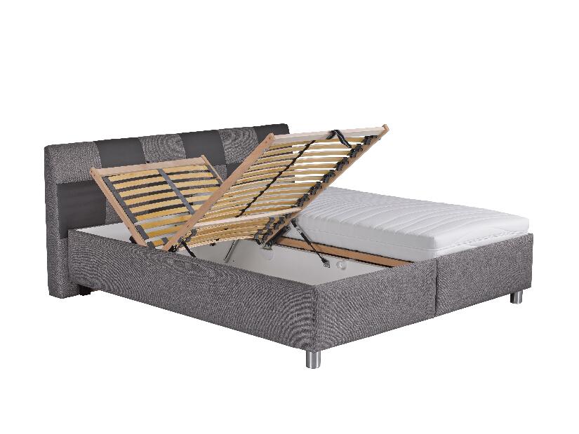 Manželská postel 160 cm Blanár Nice (šedá + vzor Baleri 784-12) (s roštem a matrací Ivana)