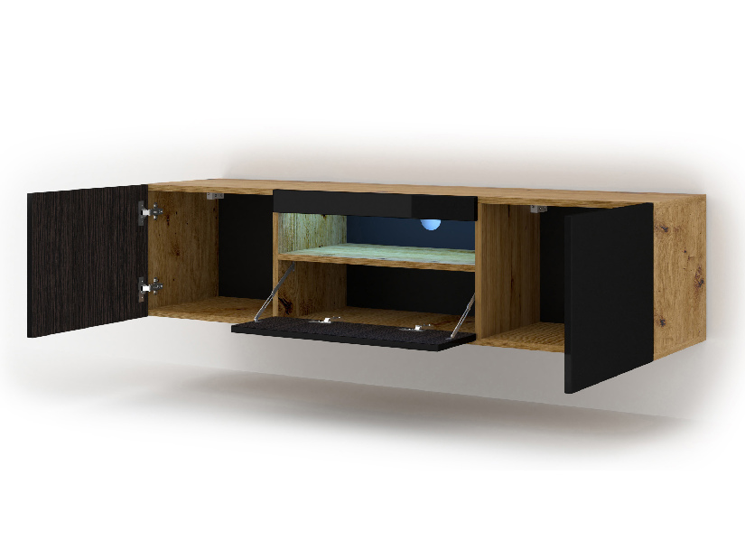 TV stolek/skříňka Aurora (dub artisan + černá)