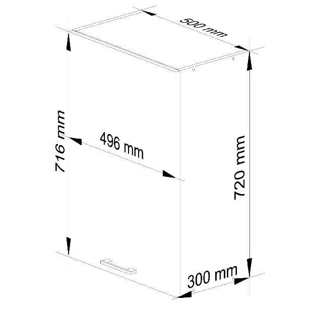 Horní kuchyňská skříňka Ozara W50 H720 (bílá + černý lesk)