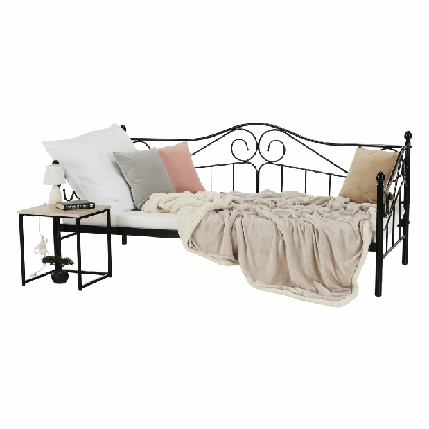 Jednolůžková postel 90 cm Danina (černá) (s roštem) *výprodej