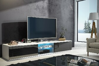 TV stolek/skříňka Hee (bílá + černý lesk)