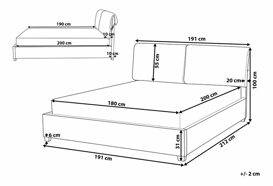 Manželská vodní postel 180 cm Blas (šedá) (s roštem a matrací)