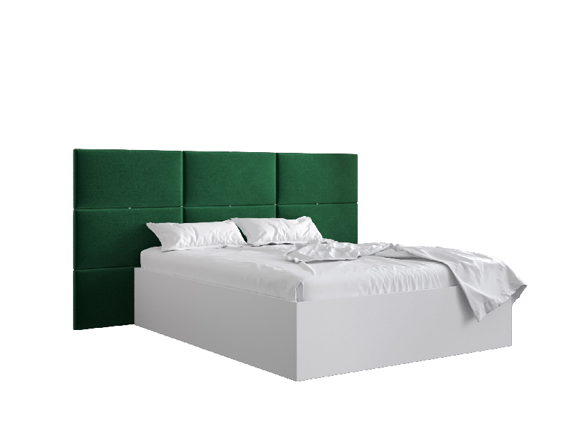 Manželská postel s čalouněným čelem 160 cm Brittany 2 (bílá matná + zelená) (s roštem)