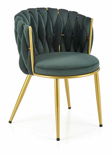 Jídelní židle Kesy (tmavě zelená + zlatá)