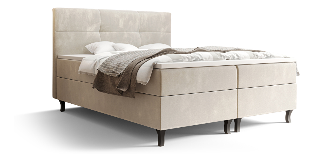 Manželská postel Boxspring 180 cm Lumba (béžová) (s matrací a úložným prostorem)