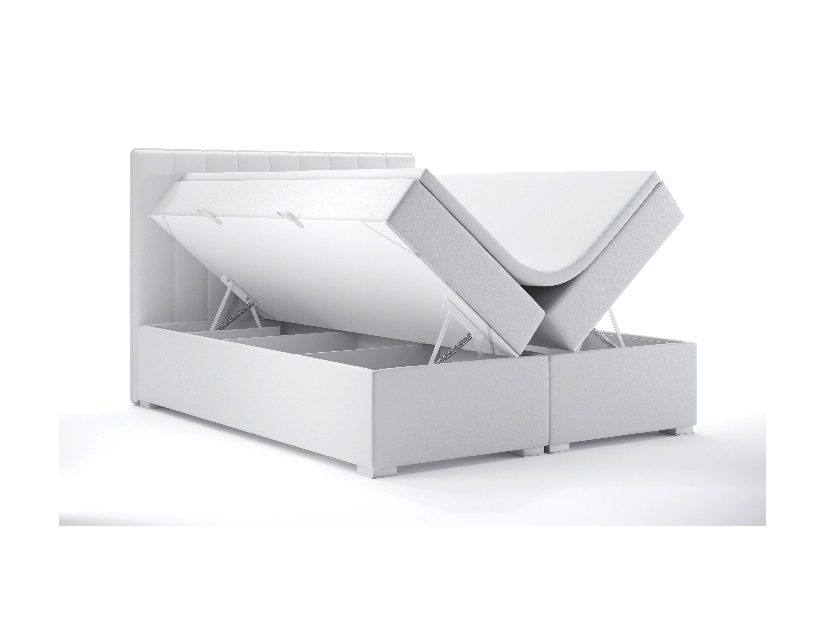 Manželská postel Boxspring 180 cm Ranaly (bílá ekokůže) (s úložným prostorem)