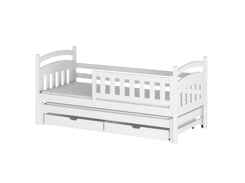 Dětská postel 90 cm GLYNDA (s roštem a úl. prostorem) (bílá)