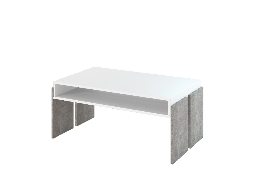Konferenční stolek Ramea (bílá + kámen)
