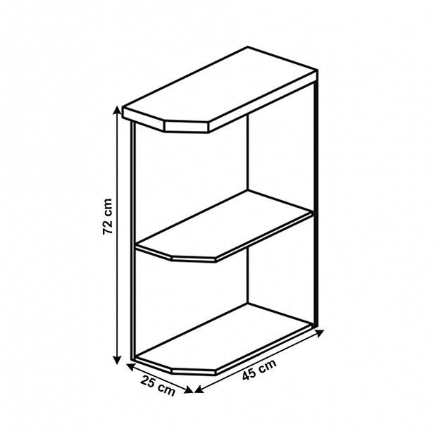 Dolní kuchyňská skříňka s policemi D25PZ Provense (bílá) (P)