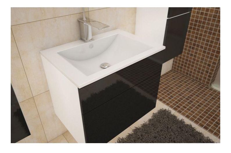 Koupelnová skříňka pod umyvadlo Maeve (bílá + černý extra vysoký lesk) *výprodej