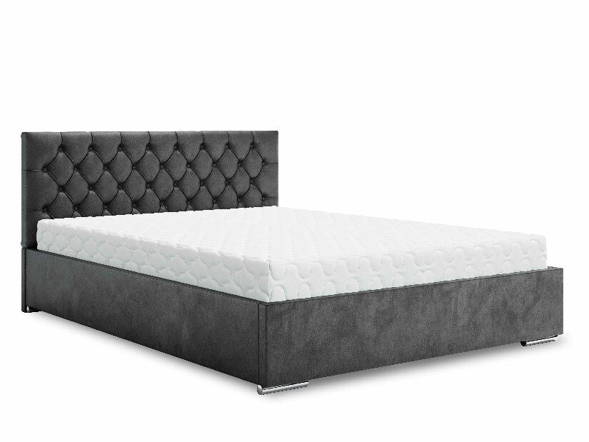 Manželská postel 140 cm Danita (tmavě šedá) (s roštem a úložným prostorem)