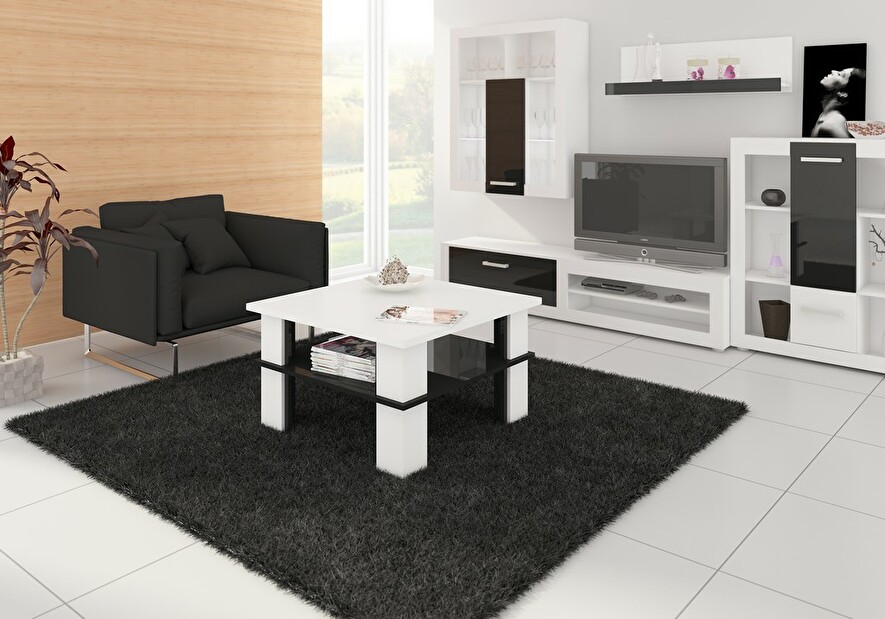 Konferenční stolek Fernhill 1 (bílá + lesk černý)