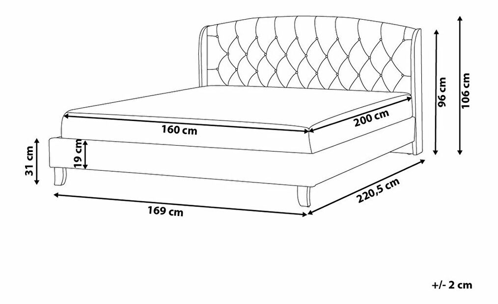 Manželská postel 160 cm BORD (s roštem) (šedá)