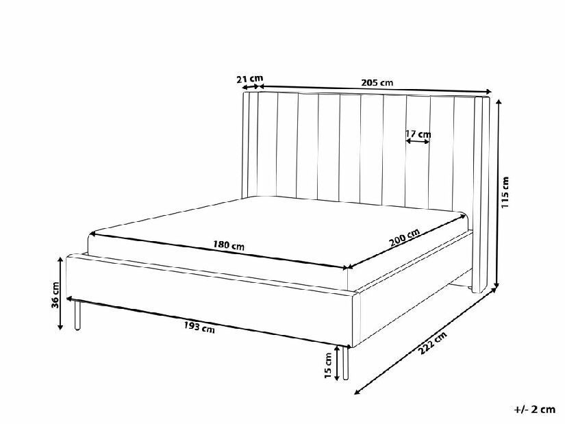 Manželská postel 180 cm Vue (béžové buklé) (s roštem)