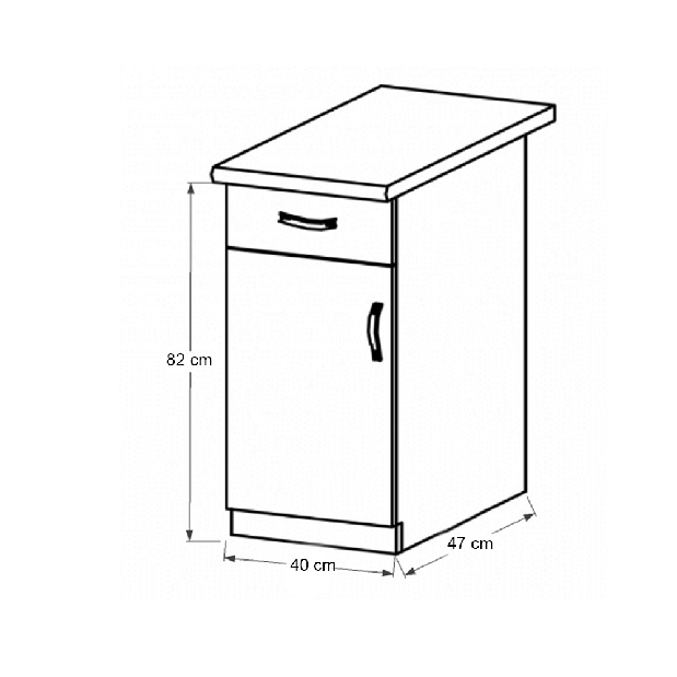 Dolní kuchyňská skříňka D40S1 Provense (bílá + sosna andersen) (L)