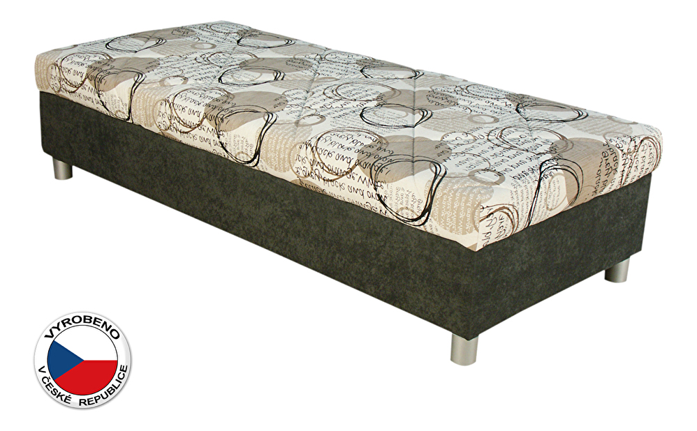 Jednolůžková postel (válenda) 90 cm Blanář Inez (béžová + černá) (s roštem a matrací)