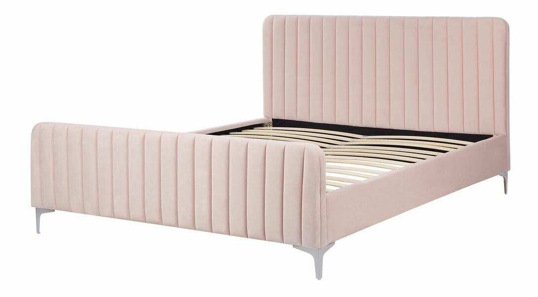 Čalouněná postel 160x200 cm Laraine (růžová) (s roštem)