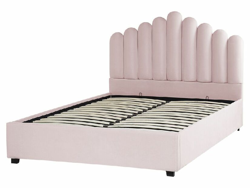 Manželská postel 160 cm Valhala (růžová) (s roštem a úložným prostorem)