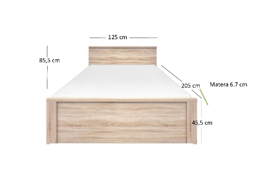 Manželská postel 120 cm Noella (dub sonoma) (bez roštu a matrace)