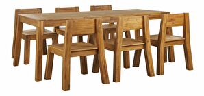 Set zahradního nábytku LIVIGNO (světlé dřevo) (s židlemi) (pro 6 osob)