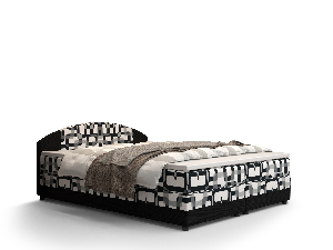 Manželská posteľ Boxspring 180 cm Orlando (vzor + tmavohnedá) (s matracom a úložným priestorom)