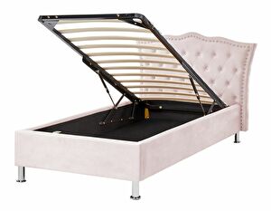 Jednolůžková postel 200 x 90 cm Metty (růžová) (s roštem) (s úl. prostorem)