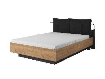 Manželská postel 160 cm  Dalde C (bez matrace a roštu) (dub craft zlatý + antracit)
