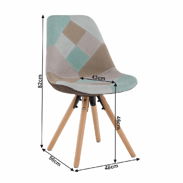 Jídelní židle Glority (mentolový patchwork)
