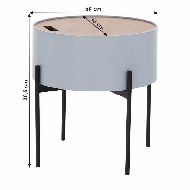 Příruční stolek Moris (šedá + černá)