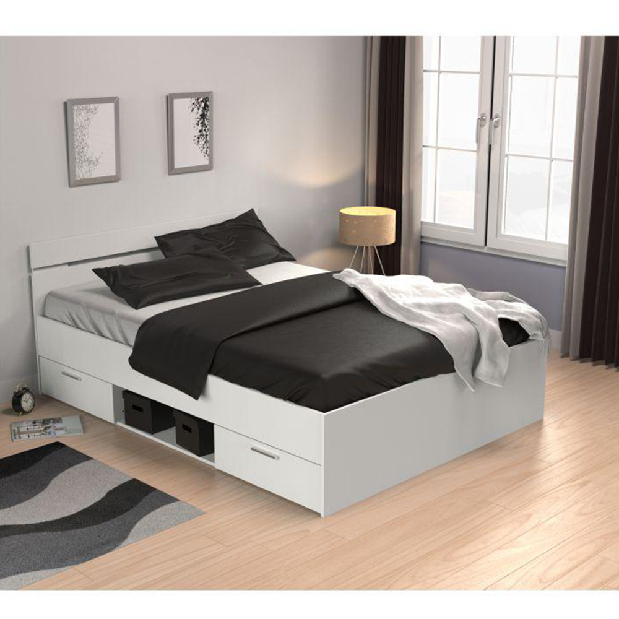 Manželská postel 160 cm Myriam (bílá) (bez matrace a roštu)