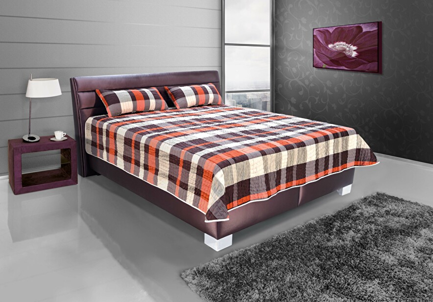 Manželská postel 180 cm Blanář Vernon (fialová) (s rošty a matracemi Nelly Plus)