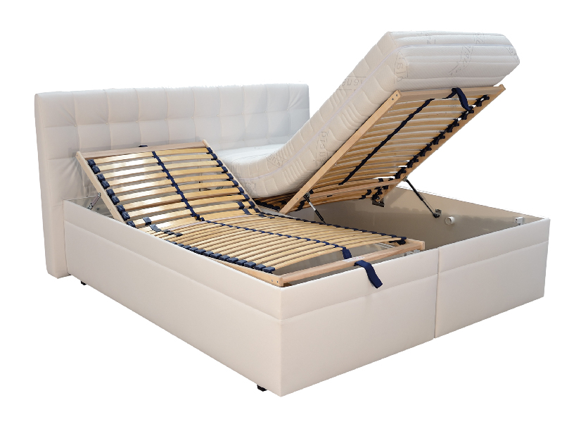 Manželská postel 180 cm Blanář Monaco (béžová + bílá) (s rošty a matracemi) *výprodej