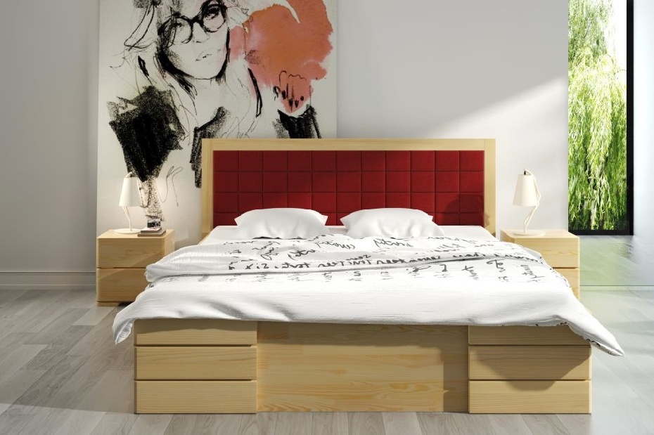 Manželská postel 180 cm Naturlig Storhamar High Drawers (borovice)