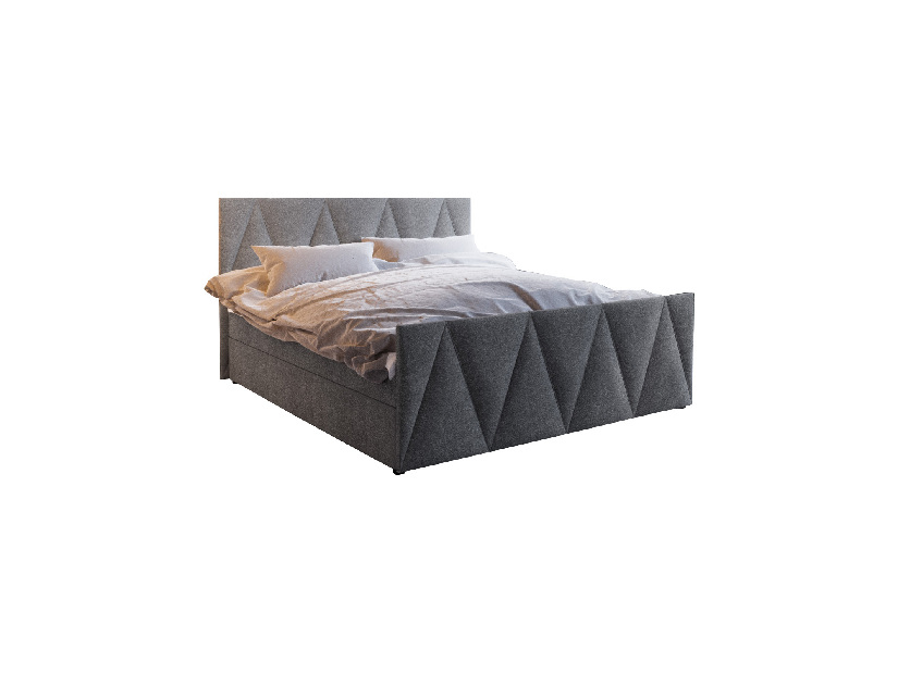 Manželská postel Boxspring 140 cm Milagros 3 (šedá) (s matrací a úložným prostorem)
