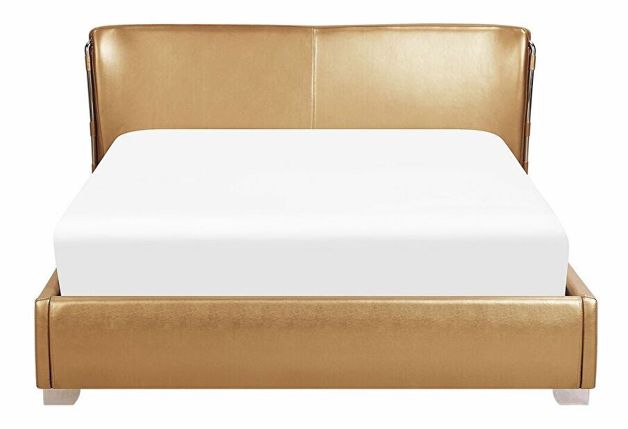 Manželská postel 160 cm PARNAS (s roštem a LED osvětlením) (zlatá)