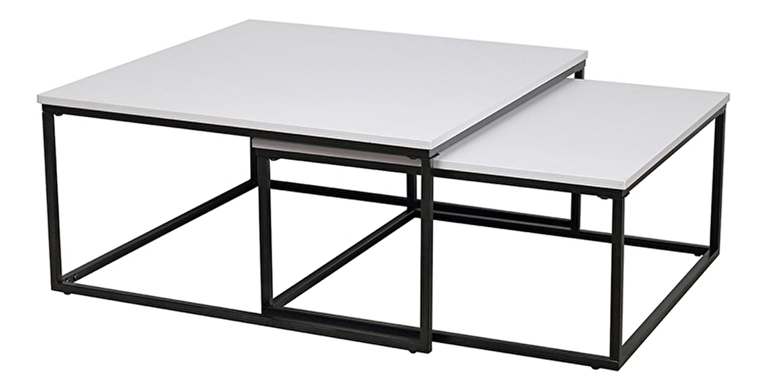 Set 2 konferenčních stolků Kastty typ 2 (bílá + černá) *výprodej
