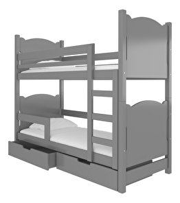 Patrová dětská postel 180x75 cm Marryann (s roštem a matrací) (šedá)