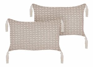 Sada 2 ozdobných polštářů 25 x 45 cm Hakko (béžová)
